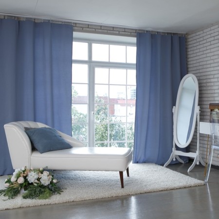 Curtain curtain Ethel 130x280 cm "English style", blue color, 100% p/e