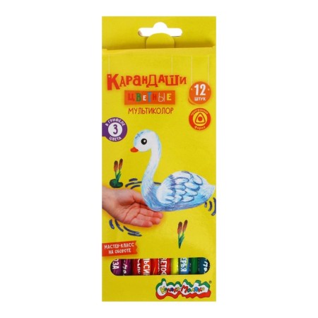 Карандаши 12 цветов Каляка-Маляка "Мультиколор", 3 цвета в грифеле-1