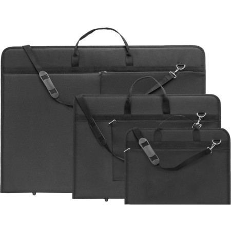 Folder for drawings and drawings for artists A3, 450 x 320 x 30 mm, with handles, frame, textile, with pocket, black, estado-1