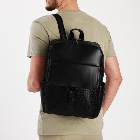 Male backpack on a zipper, 3 outer pockets, black color-6