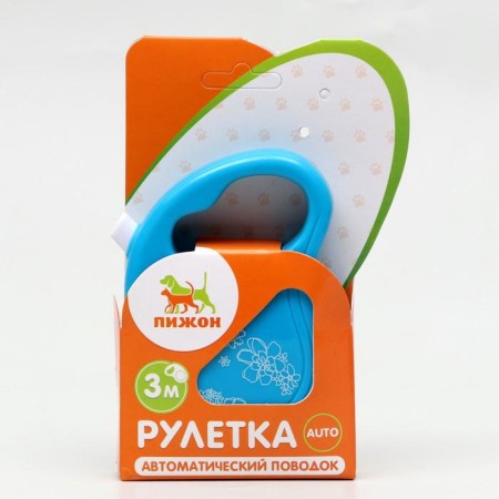 Рулетка "Цветы", 3 м, до 10 кг, голубая-3