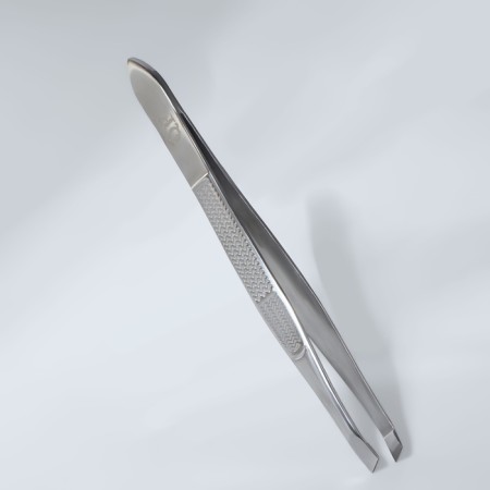 Pinzet "Premium" beveled, narrow, 9 cm, on the blist, silver color-5