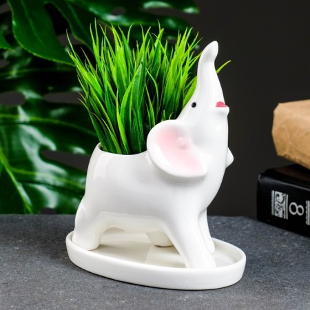 Pot "Elephant Gideon" White, 14.5x7.5x12cm