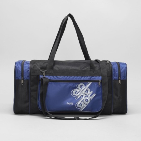 Road bag, 3 parts on lightning, external pocket, long belt, black/blue color-1