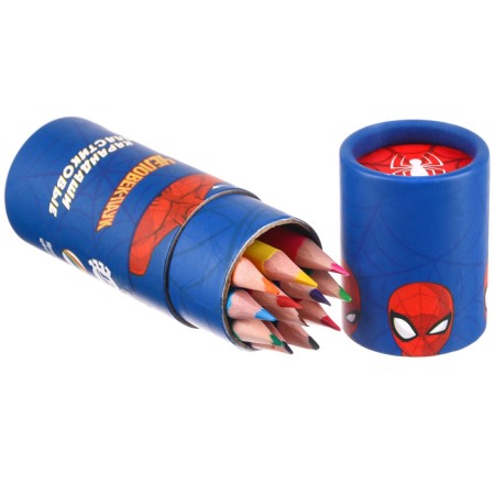 Colored pencils in a tube, 12 colors, trihedral, spider man-5