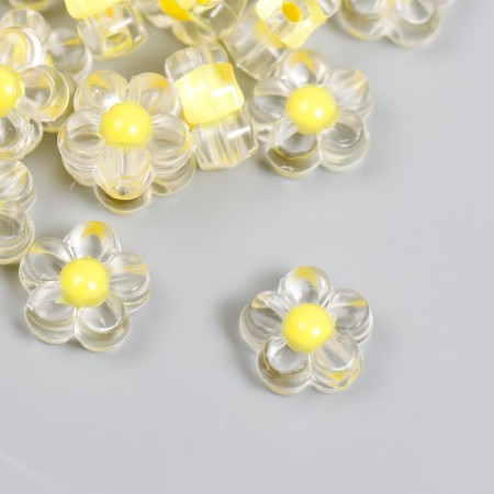 Plastic beads "Flower with yellow middle" Gloss 20 grams 0.6x1.2x1.2 cm-1