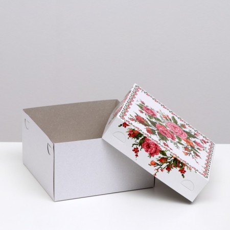 Cake box "Pixel flowers", 21.5 x 21.5 x 12 cm, 1 kg-2