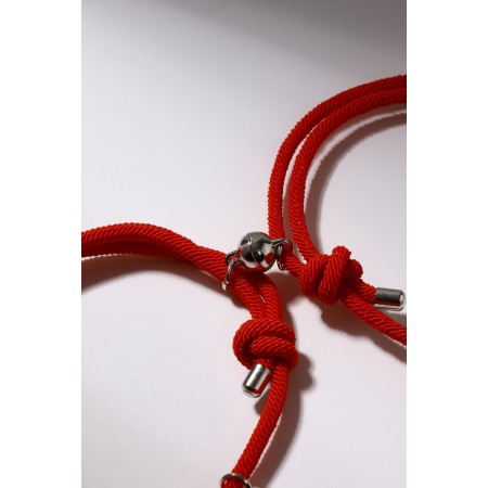 Bracelets "Demetrons" on magnets, a lock with a key, the color is red, 7 cm-3