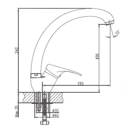 Haiba HB4113-7 kitchen mixer, single-leaf, on a nut, black-4