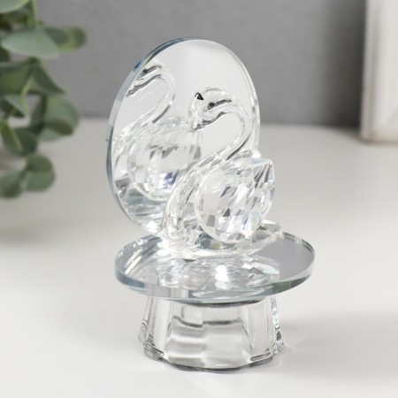 Suvenir glass "Swan on a mirror stand" 6x5x8 cm-1