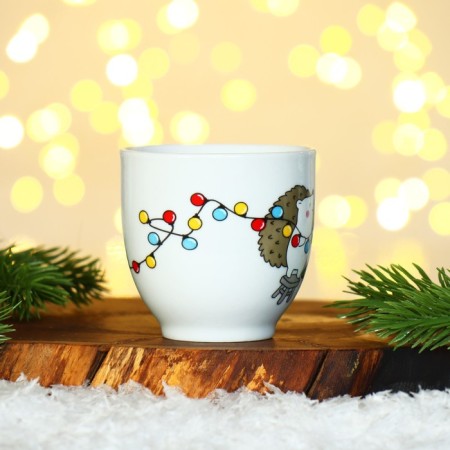 A set of ceramics "Hedgehog", a mug of 180 ml 2 pcs, a spoon 2 pcs, the color is white-5