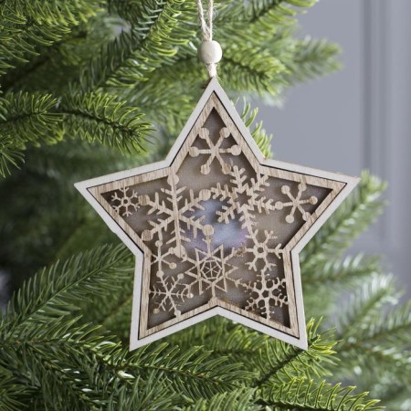 Christmas tree toy "Star in snowflakes", from batteries, glow warm white-1