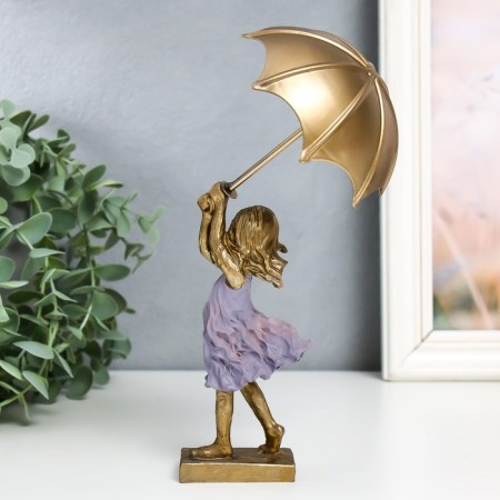 Polystone souvenir "Girl with an umbrella in the wind" 4.5x6.5x14 cm-2
