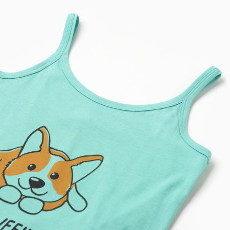 Night shirt female "Corgi", green color, size 52-1