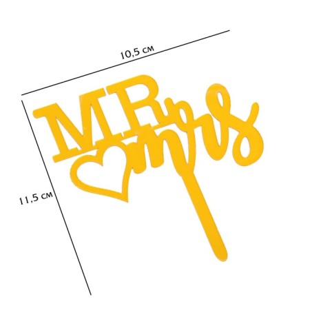 Topper "Mr & Mrs" with heart, gold, give beautifully-4