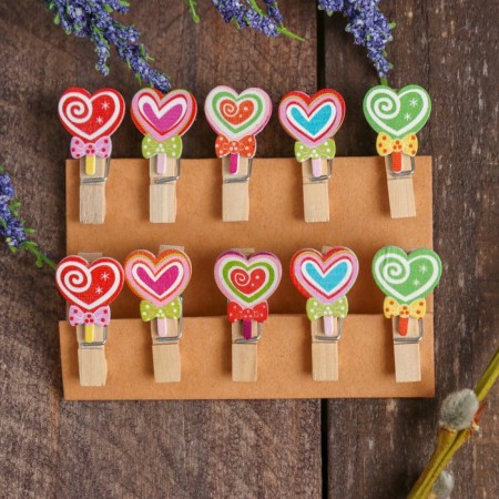 Decorative “patterns in hearts” set of 10 pcs.