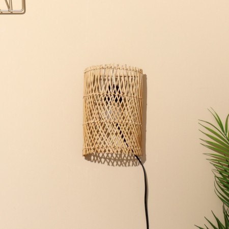 Lamp wall -mounted from a rattan "grid" 1x120W, E27, 16x10x23 cm-1