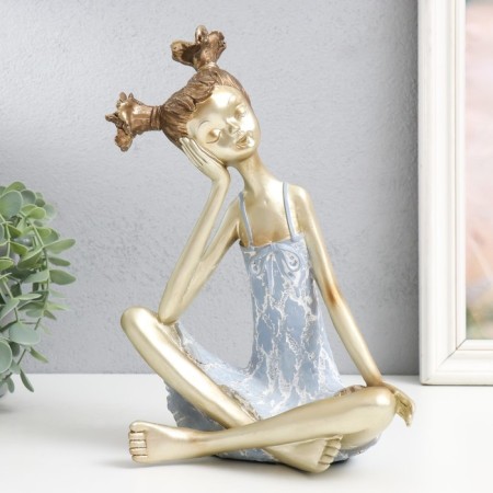 Souvenir Polystone "Baby with two tails" white-gold 21x13.5x26 cm