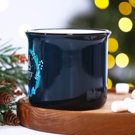 New Year's ceramic mug “Dreams will surely come true”, 450 ml, blue color-2