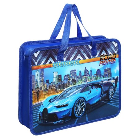 Folder with handles plastic A4 Calligrata "Blue machine", 32.2x25.6x7 cm,-1