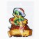 A spoon-hareman with a stone New Year's “snake year” for the New Year, 7 x 7 cm