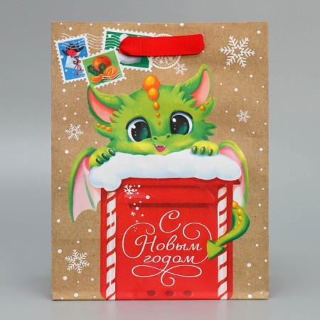 Craft vertical package "New Year's Post", MS 18 x 23 x 10 cm, New Year-4
