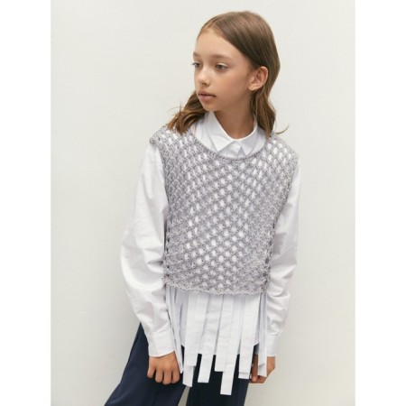 Knitted children's vests Amarobaby Mesh, height 128 cm, color gray color-9