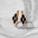 Earrings with circus rhinestones, quartet, black color in pink gold