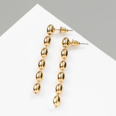 Earrings Metal "Beads" rice, color gold-1