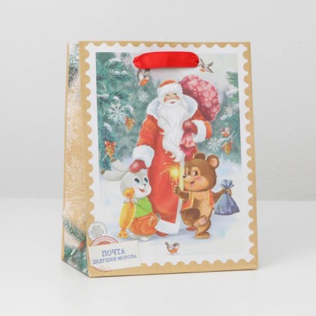 Craft vertical “Grandfather Frost and animals”, MS 18 x 23 x 10 cm, New Year-1