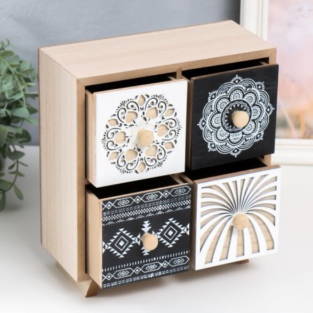 Casket wood chestnut 4 boxes "embroidery. Patterns" 22.5x10x24.5 cm-1