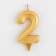 Candle in the Cake "Fine", number "2", gold metallic, 6.5 cm