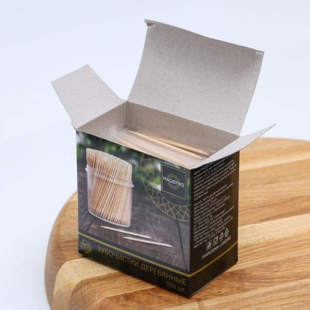 Toothpicks made of birch magistro, 300 pcs, in individual packaging, cardboard box-1