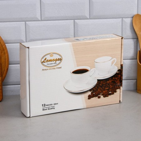 Lemon coffee set, 12 objects, 6 cups 100 ml, porcelain, Iran-3