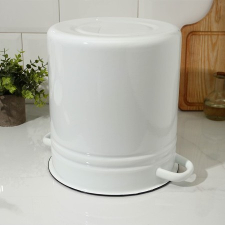 Cylindrical pan, 12 l, metal cover, induction, white color-2
