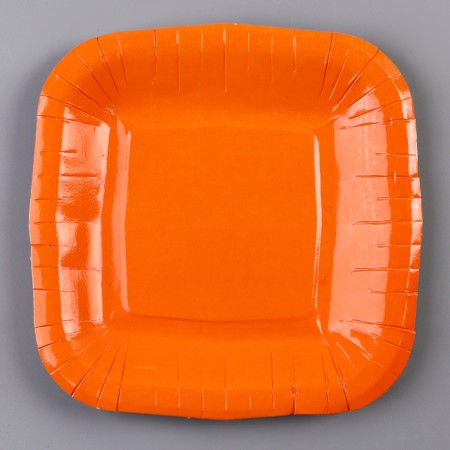 A plate disposable paper square, orange, square, 16.5x16.5 cm-1