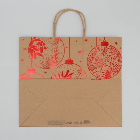 Package gift craft Red, 32 x 28 x 15 cm, new year-5