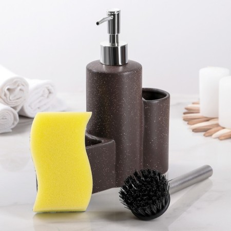 A dispenser for a detergent with a stand for the sponge and brushes “minimum”, 350 ml, the color of a light brown-3