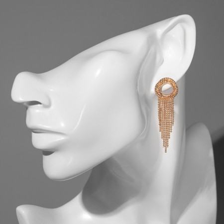 Hanging earrings "Circle" with chains, color gold-3