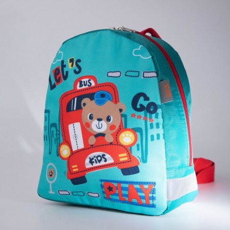 Baby backpack on a zipper, a reflective strip, turquoise color-7