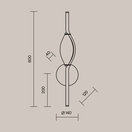Bra Maytoni Mod347wl-L8BS3K Foresight, 140x1110x600 mm, LED, 8W, 480LM, 3000K, Brass color-7