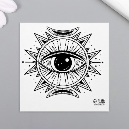 Tattoo on the body Black Esoteric. Eye 6x6 cm-3