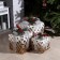 LED figure "White Wicker Gifts" 15, 20, 25 cm, textiles, metal, 220 V, glow warm white