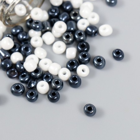 Bead 6/0 in the bottle "Black and white classics" 20 g ceramic shine 6x2x2 cm-2