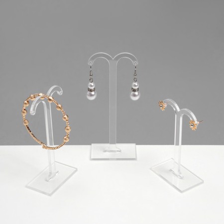 Steacle for earrings, semicircle, set of 3 pcs., H = 8.5, 10, 12 cm, the color is transparent-1