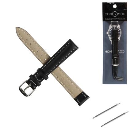 Solomon watch strap 14 mm, genuine leather, L-20 cm, black-4