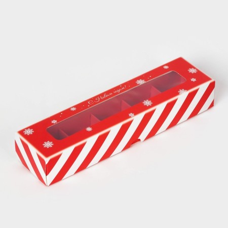 New Year. Box for 5 sweets "Miracles happen", 21x5x3.3 cm, confectionery packaging-3