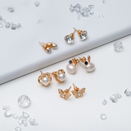 Classes 5 pairs "Assorted" Bunny, white color in gold-2