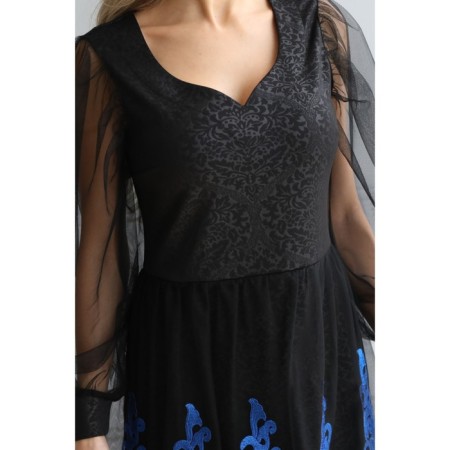Women's dress, size 46, black color, blue-7