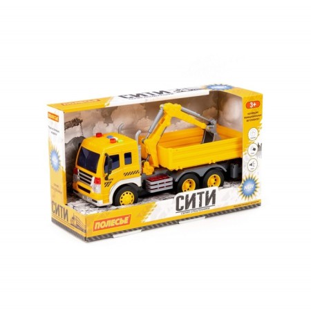 A car on -board inertial "City", with bucket, light, sound, color yellow-1